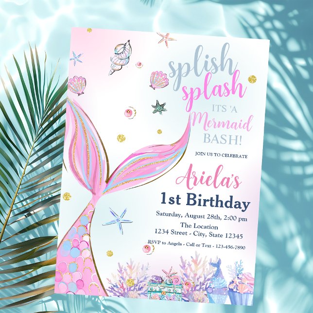 Mermaid Summer Pool Birthday Party Invitation (Creator Uploaded)