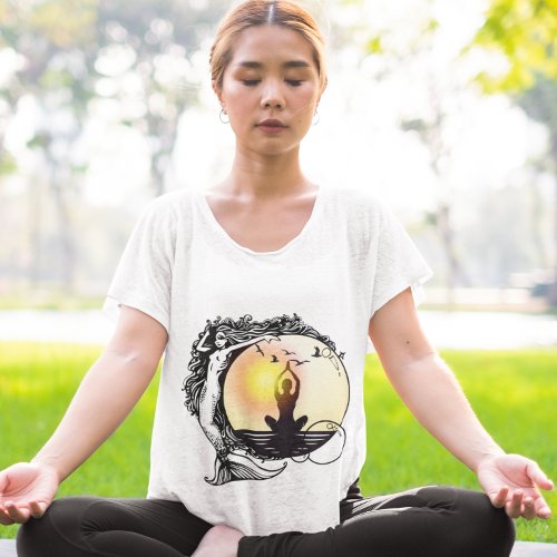 Mermaid Sunset Yoga Meditation  T_Shirt