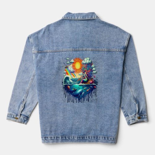 Mermaid Surreal Subconscious Sun_Kissed Morning Denim Jacket