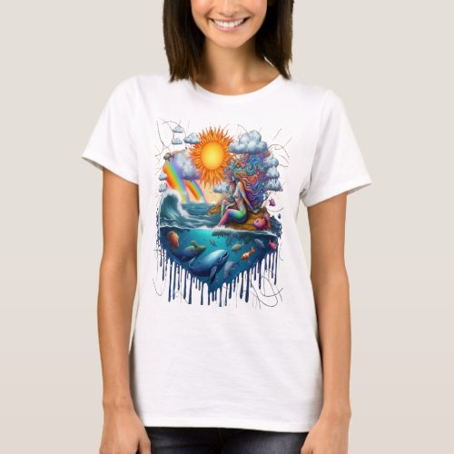Mermaid Surreal Subconscious Sun_Kissed Morning T_Shirt