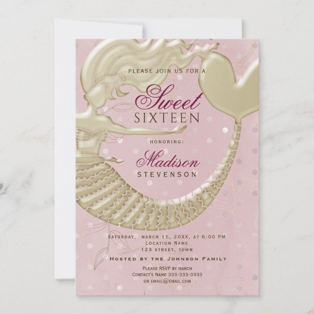Mermaid Sweet 16 Birthday Invitation (Front)