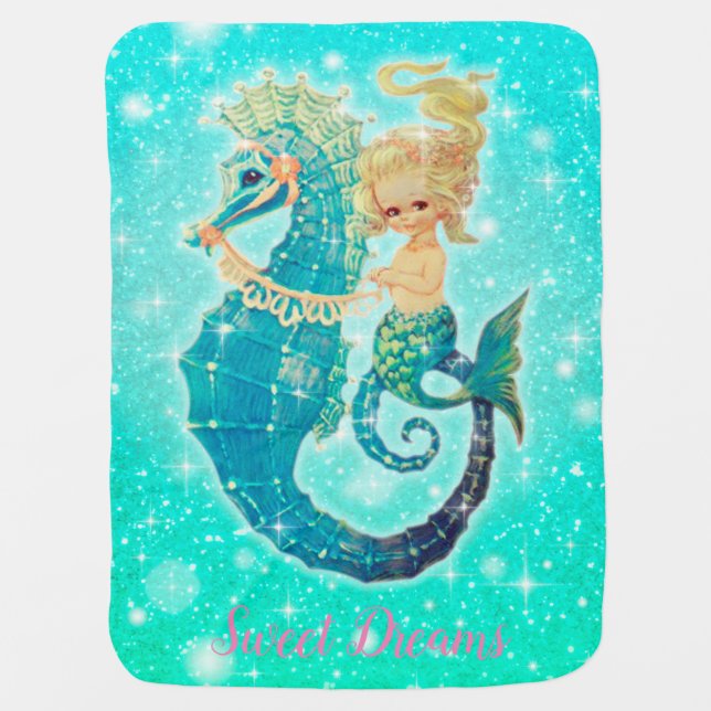 Mermaid Sweet Dreams Baby Girl Blanket (Front)