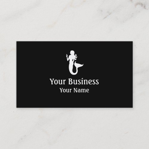 Mermaid symbol black white custom business cards