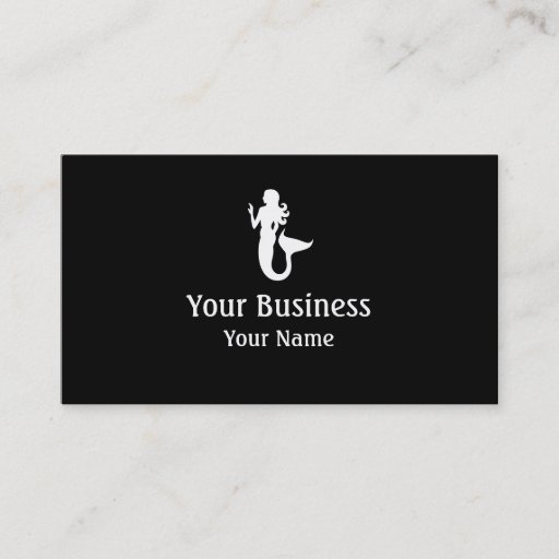 Customizable Mermaid symbol black white custom business cards