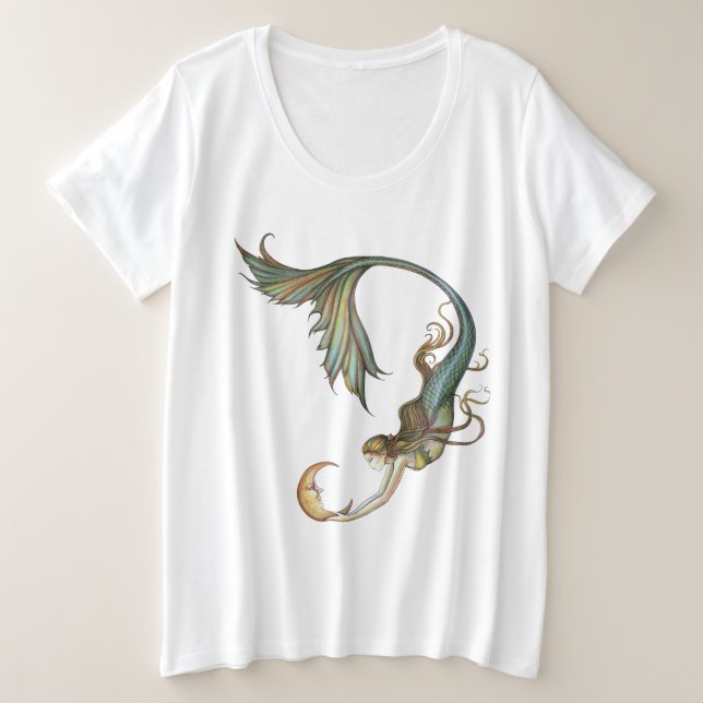 Mermaid T-Shirt Deep Sea Moon by Molly Harrison (Design Front)