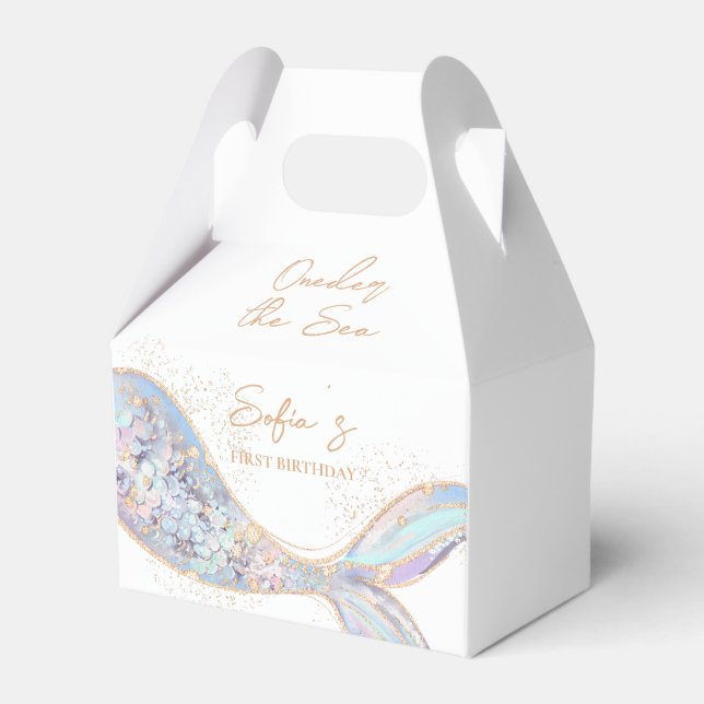 Mermaid Tail 1st Birthday Favor Boxes (Front Side)