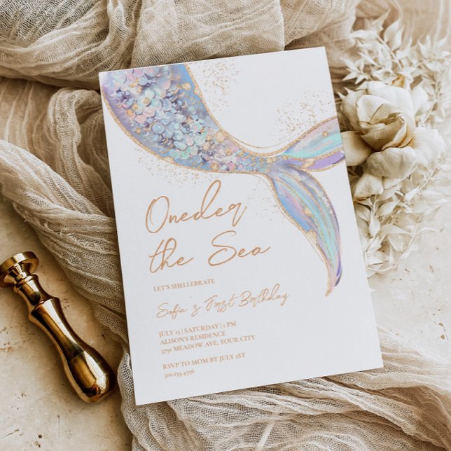 Mermaid Tail 1st Birthday Invitation (Creator Uploaded)