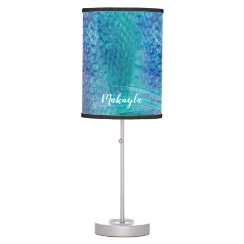 Mermaid Tail Aqua Blue Green Name Table Lamp