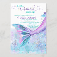 Mermaid Tail Baby Girl Baby Shower Invitation