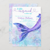 Mermaid Tail Baby Purple Teal Blue Baby Shower Invitation (Front/Back)