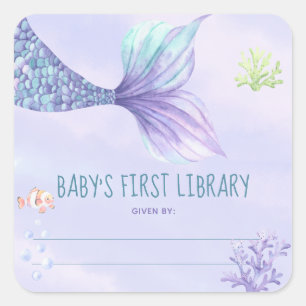 Mermaid tail - baby shower bookplate