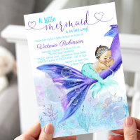 Mermaid Tail Baby Shower Brunette Mermaid Invitation