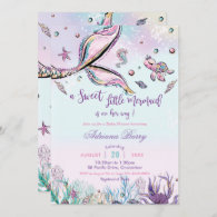 Mermaid Tail Baby Shower Under the Sea Baby Girl Invitation