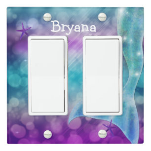 Mermaid Tail Bedroom Decor Double Light Switch Cover