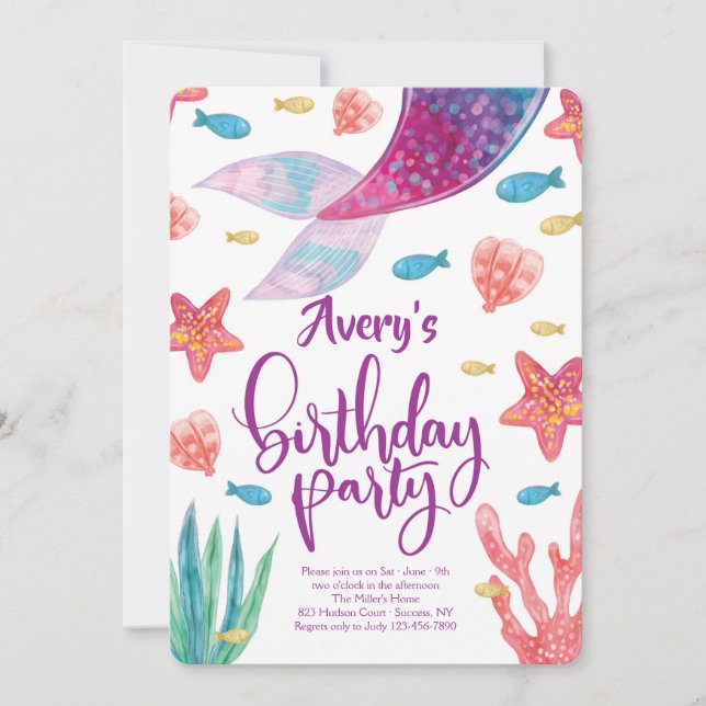 Mermaid Tail Birthday Invitation (Front)