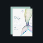Mermaid Tail Birthday Invitation<br><div class="desc">Mermaid Tail Birthday Invitation. Watercolor Mermaid Tail in shades of sea green,  purple and blue. Cute bubble accents and coordinating sea foam color backing.</div>