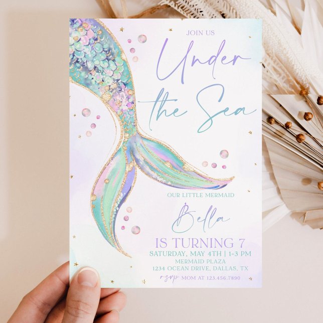 Mermaid Tail Birthday Invitation, Under the Sea Invitation (Creator Uploaded)