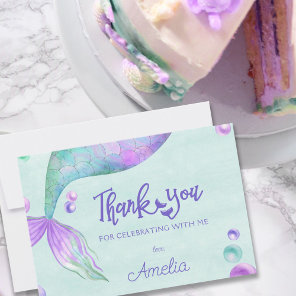 Mermaid Tail Birthday Party Thank You Card