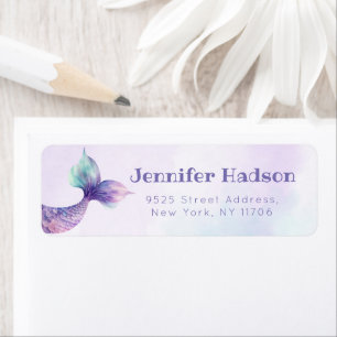 Mermaid tail birthday Return Address Label
