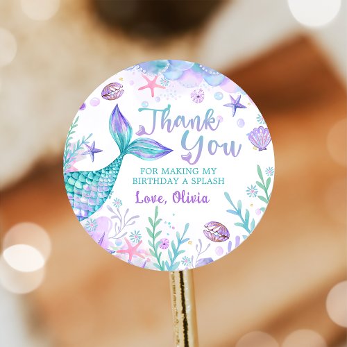 Mermaid Tail Birthday Thank You Classic Round Sticker