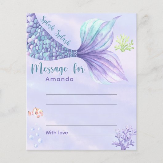 Mermaid tail birthday time capsule message (Front)