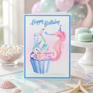 Mermaid Tail Cupcake Birthday Card