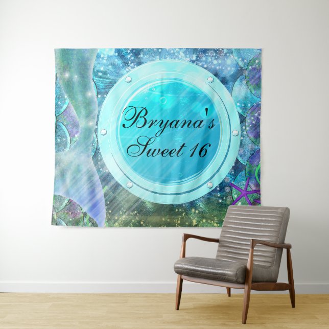 Mermaid Tail Enchanted Ocean Port Party Backdrop (In Situ (Horizontal))