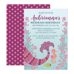 Mermaid Tail Girl Birthday Party Invitation