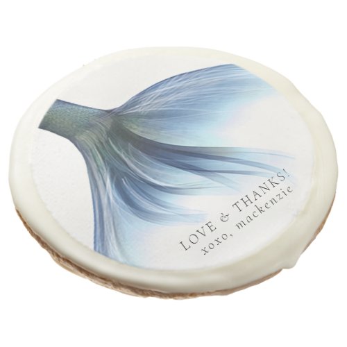 Mermaid Tail Glam  Muted Princess Blue Thank You Sugar Cookie