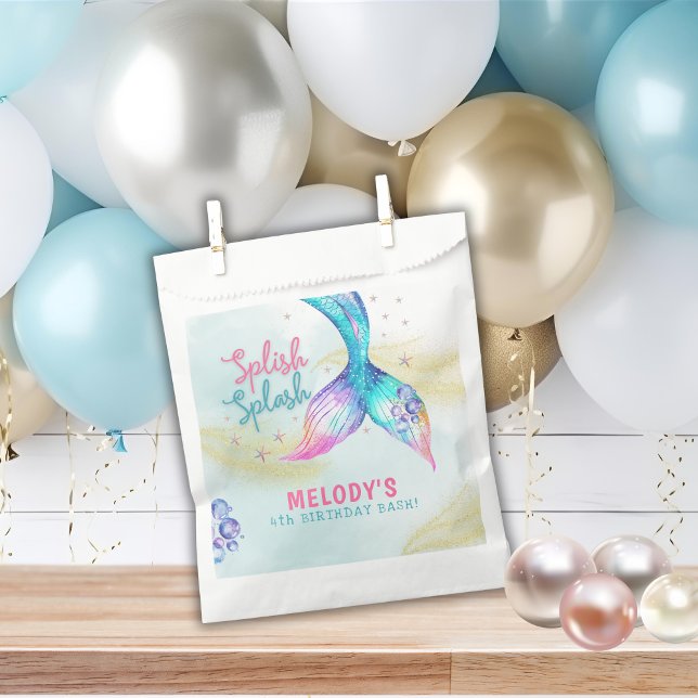 Mermaid Tail Glitter Splish Splash birthday Favor Bag (Creator Uploaded)