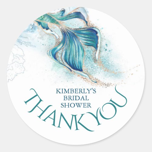 Mermaid Tail Glitters _ Bridal Shower Thank You Classic Round Sticker