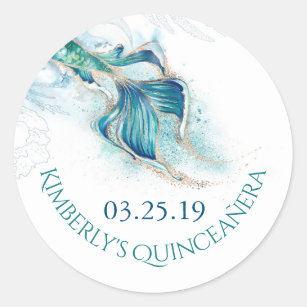 Mermaid Tail Glitters - Under The Sea Quinceanera Classic Round Sticker