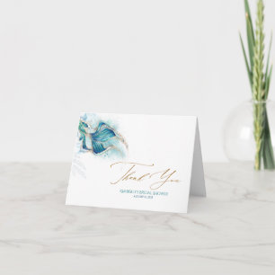 Mermaid Tail Gold Glitter Thank You Card