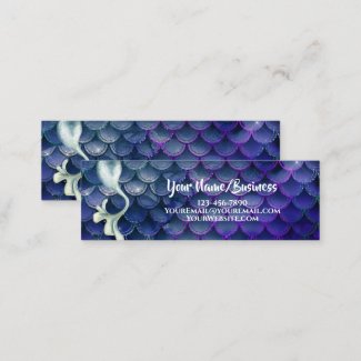 Mermaid Tail in Blue and Sparkling Scales Beach Mini Business Card
