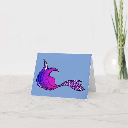Mermaid Tail in pink and purple on a Note Card