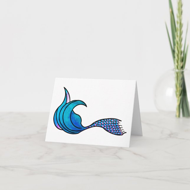 Mermaid tail in shades of blue note card (Front)