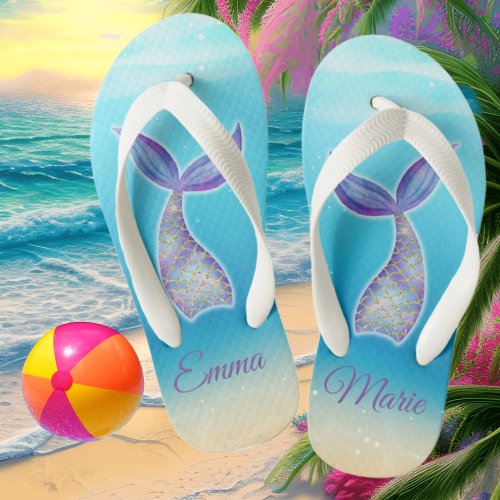 Mermaid Tail Kids Flip Flops