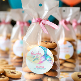 Mermaid Tail Onder the sea 1st birthday Classic Round Sticker