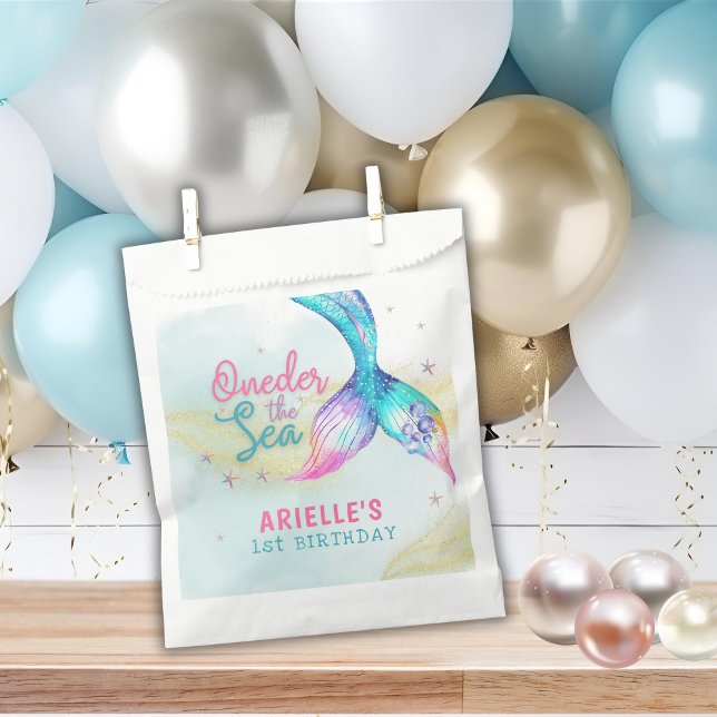 Mermaid Tail Onder the sea 1st birthday Favor Bag (Creator Uploaded)