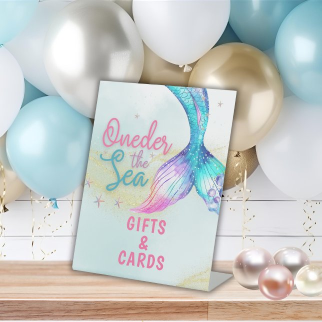 Mermaid Tail Onder the sea 1st birthday Gifts Pedestal Sign (Creator Uploaded)