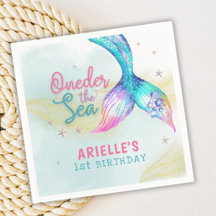 Mermaid Tail Onder the sea 1st birthday Napkins