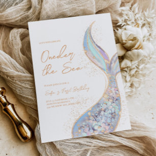 Mermaid Tail Oneder the Sea Birthday Invitation