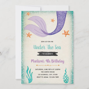 Mermaid tail party invitation