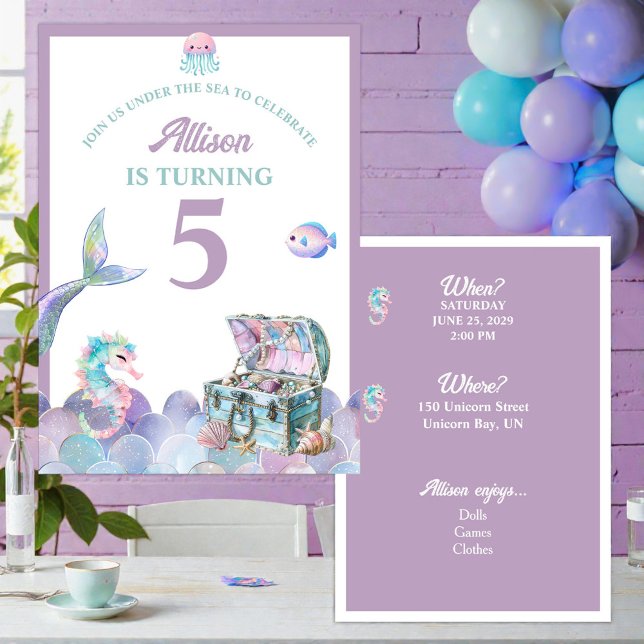 Mermaid Tail Purple Girly Birthday Invitation (Creator Uploaded)