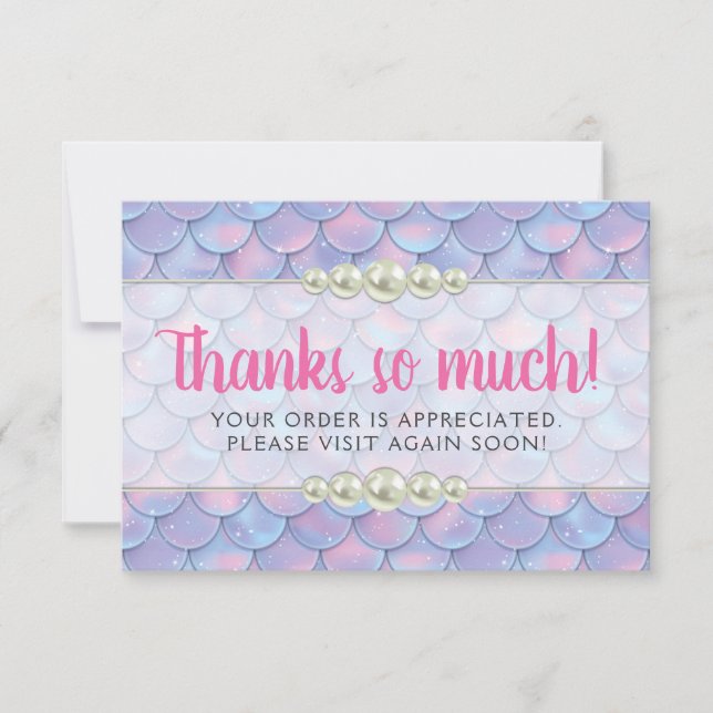 Mermaid Tail Scale & Pearl Boutique Thank You Card (Front)