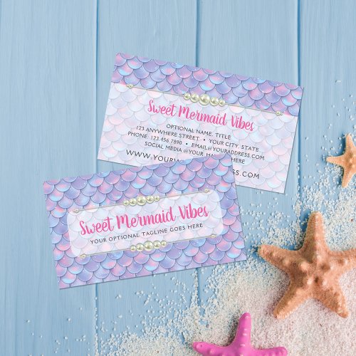Mermaid Tail Scale  Pearl Pastel Sparkle Boutique Business Card