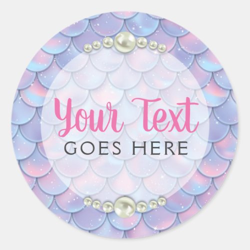 Mermaid Tail Scale  Pearl Pastel Sparkle Boutique Classic Round Sticker