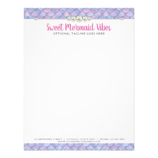 Mermaid Tail Scale &amp; Pearl Pastel Sparkle Boutique Letterhead | Zazzle.com