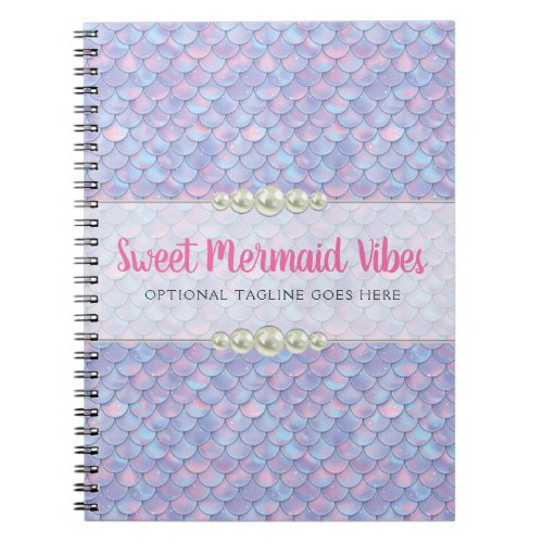 Mermaid Tail Scale  Pearl Pastel Sparkle Boutique Notebook
