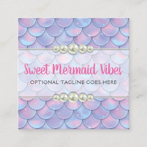 Mermaid Tail Scale  Pearl Pastel Sparkle Boutique Square Business Card